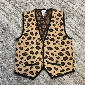 Napa Valley Leopard Print Knit Vest sz small